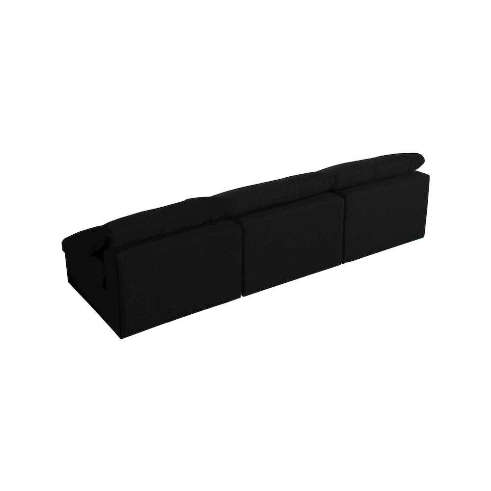 Serene Black Linen Textured Fabric Deluxe Comfort Modular Armless Sofa
