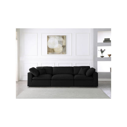 Serene Black Linen Textured Fabric Deluxe Comfort Modular Sofa