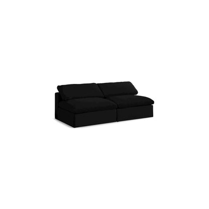 Serene Black Linen Textured Fabric Deluxe Comfort Modular Armless Sofa