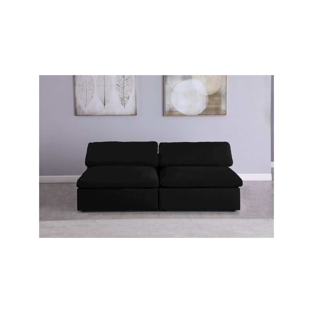 Serene Black Linen Textured Fabric Deluxe Comfort Modular Armless Sofa