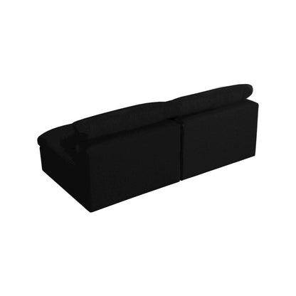 Serene Black Linen Textured Fabric Deluxe Comfort Modular Armless Sofa