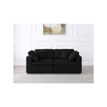 Serene Black Linen Textured Fabric Deluxe Comfort Modular Sofa