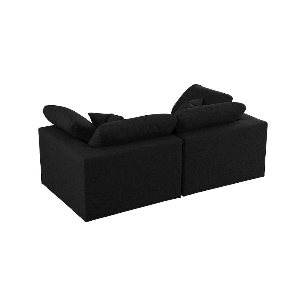 Serene Black Linen Textured Fabric Deluxe Comfort Modular Sofa