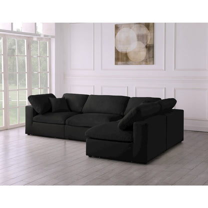 Serene Black Linen Textured Fabric Deluxe Comfort Modular Sectional
