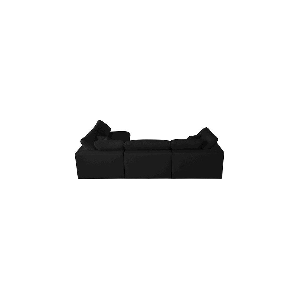 Serene Black Linen Textured Fabric Deluxe Comfort Modular Sectional