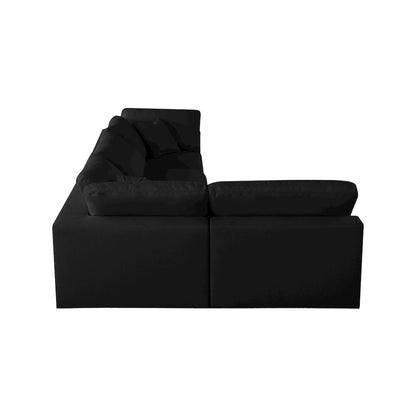Serene Black Linen Textured Fabric Deluxe Comfort Modular Sectional