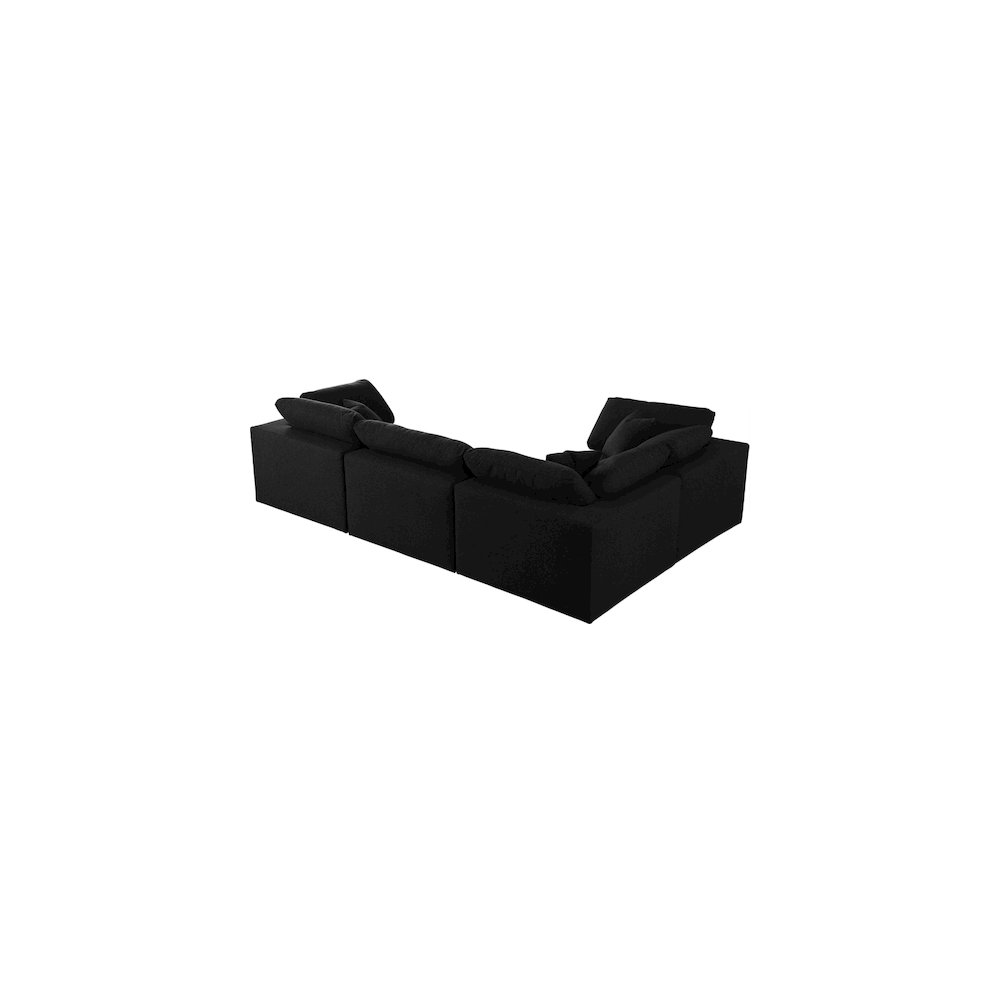 Serene Black Linen Textured Fabric Modular Sectional