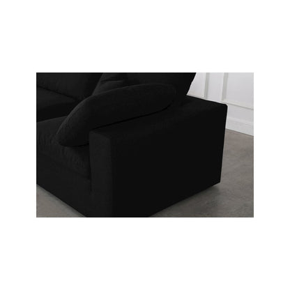 Serene Black Linen Textured Fabric Modular Sectional
