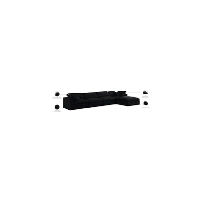 Serene Black Linen Textured Fabric Deluxe Comfort Modular Sectional