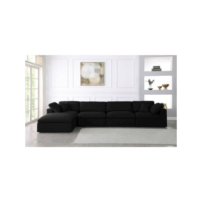Serene Black Linen Textured Fabric Deluxe Comfort Modular Sectional