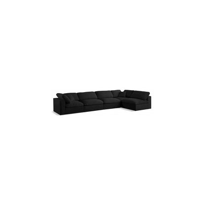 Serene Black Linen Textured Fabric Deluxe Comfort Modular Sectional