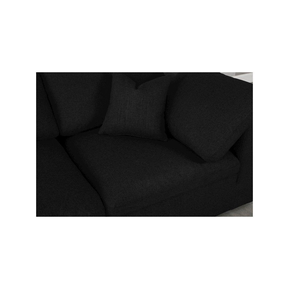 Serene Black Linen Textured Fabric Deluxe Comfort Modular Sectional