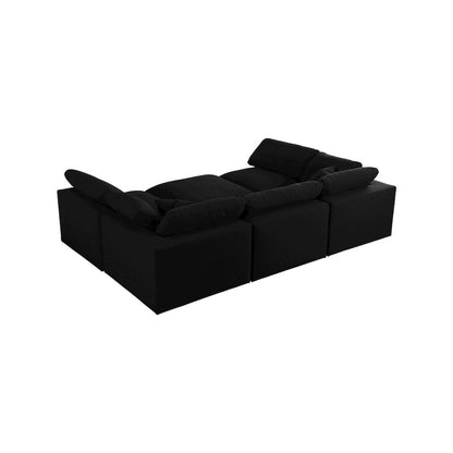 Serene Black Linen Textured Fabric Deluxe Comfort Modular Sectional