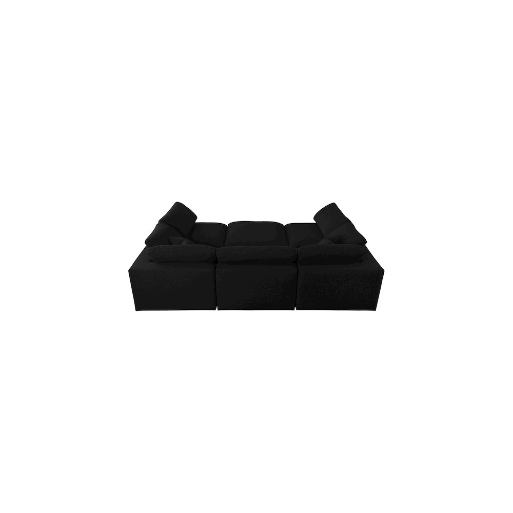 Serene Black Linen Textured Fabric Deluxe Comfort Modular Sectional