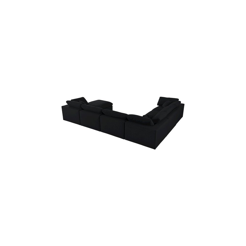 Serene Black Linen Textured Fabric Deluxe Comfort Modular Sectional