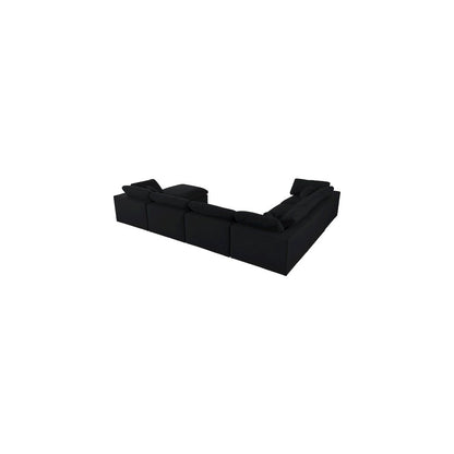 Serene Black Linen Textured Fabric Deluxe Comfort Modular Sectional