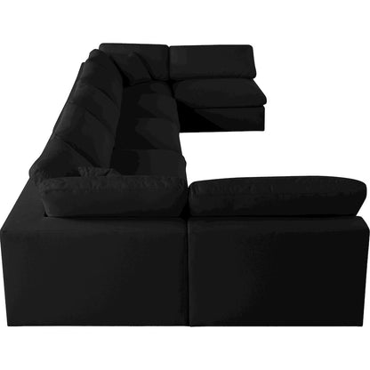 Serene Black Linen Textured Fabric Deluxe Comfort Modular Sectional