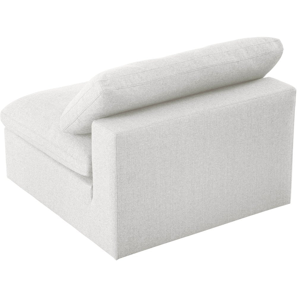 Serene Cream Linen Textured Fabric Deluxe Comfort Modular Armless Chair