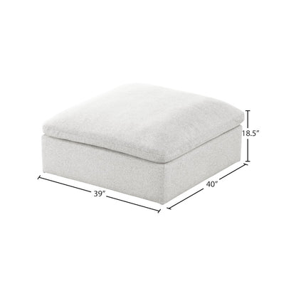 Serene Cream Linen Textured Fabric Deluxe Comfort Modular Ottoman