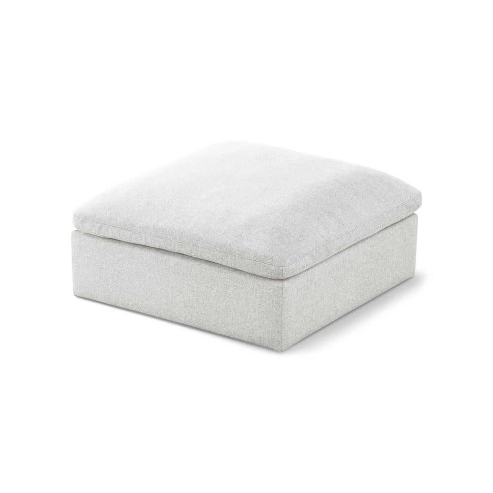 Serene Cream Linen Textured Fabric Deluxe Comfort Modular Ottoman