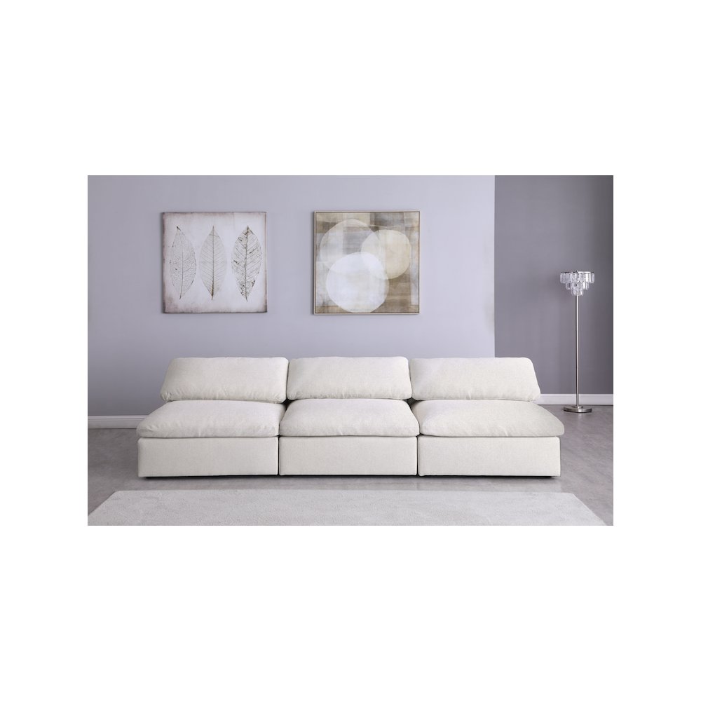 Serene Cream Linen Textured Fabric Deluxe Comfort Modular Armless Sofa