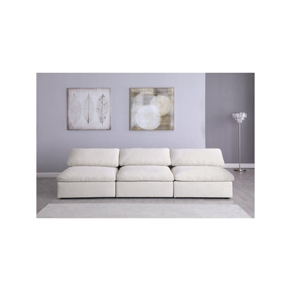 Serene Cream Linen Textured Fabric Deluxe Comfort Modular Armless Sofa