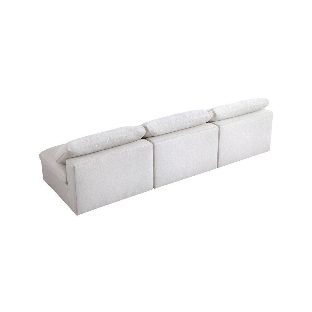 Serene Cream Linen Textured Fabric Deluxe Comfort Modular Armless Sofa