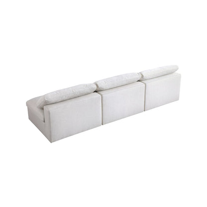 Serene Cream Linen Textured Fabric Deluxe Comfort Modular Armless Sofa