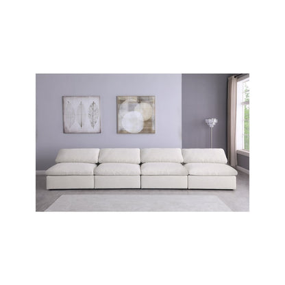 Serene Cream Linen Textured Fabric Deluxe Comfort Modular Armless Sofa