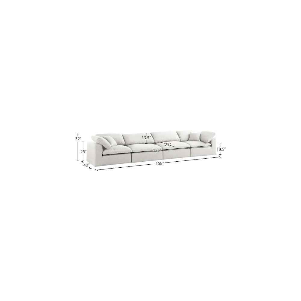Serene Cream Linen Textured Fabric Deluxe Comfort Modular Sofa