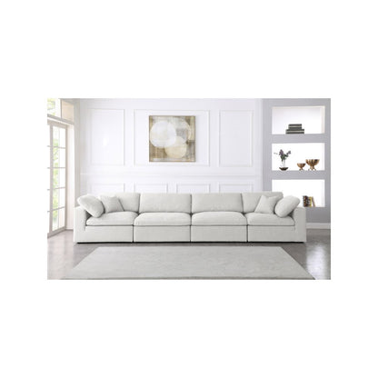Serene Cream Linen Textured Fabric Deluxe Comfort Modular Sofa