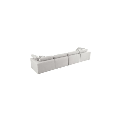 Serene Cream Linen Textured Fabric Deluxe Comfort Modular Sofa