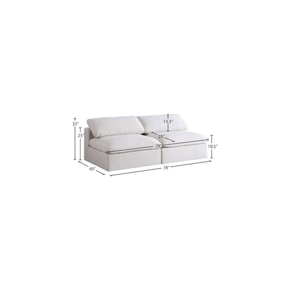 Serene Cream Linen Textured Fabric Deluxe Comfort Modular Armless Sofa