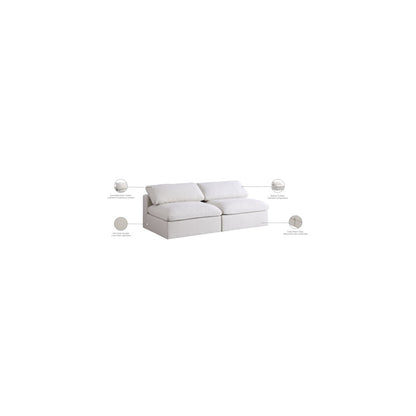 Serene Cream Linen Textured Fabric Deluxe Comfort Modular Armless Sofa