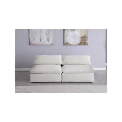 Serene Cream Linen Textured Fabric Deluxe Comfort Modular Armless Sofa