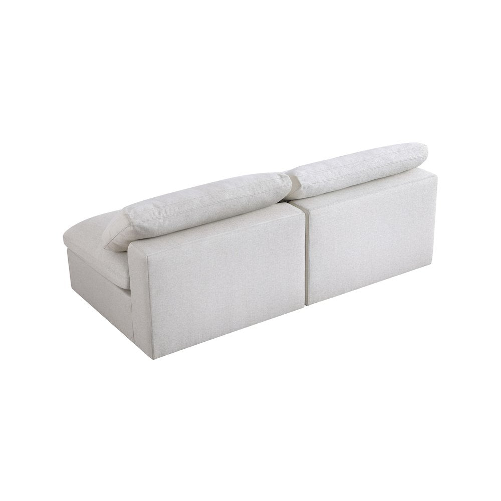 Serene Cream Linen Textured Fabric Deluxe Comfort Modular Armless Sofa