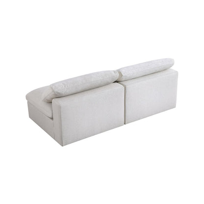 Serene Cream Linen Textured Fabric Deluxe Comfort Modular Armless Sofa