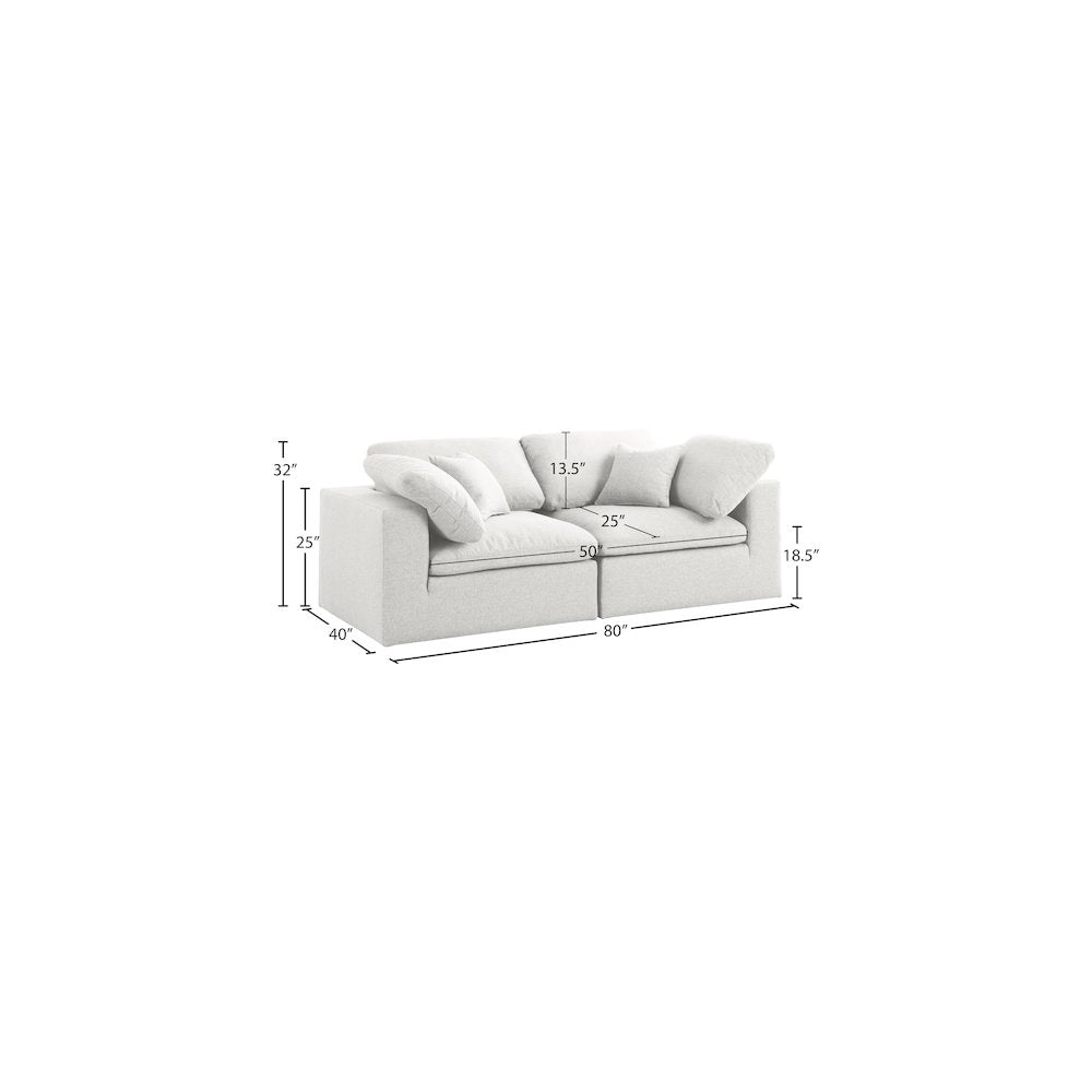 Serene Cream Linen Textured Fabric Deluxe Comfort Modular Sofa