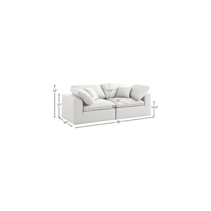 Serene Cream Linen Textured Fabric Deluxe Comfort Modular Sofa
