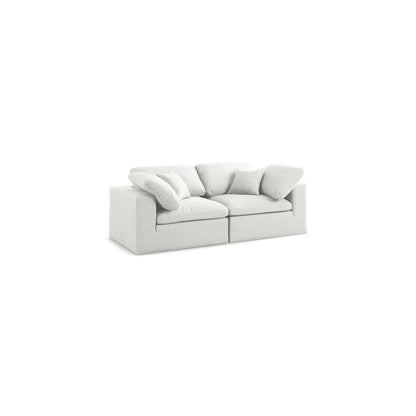 Serene Cream Linen Textured Fabric Deluxe Comfort Modular Sofa