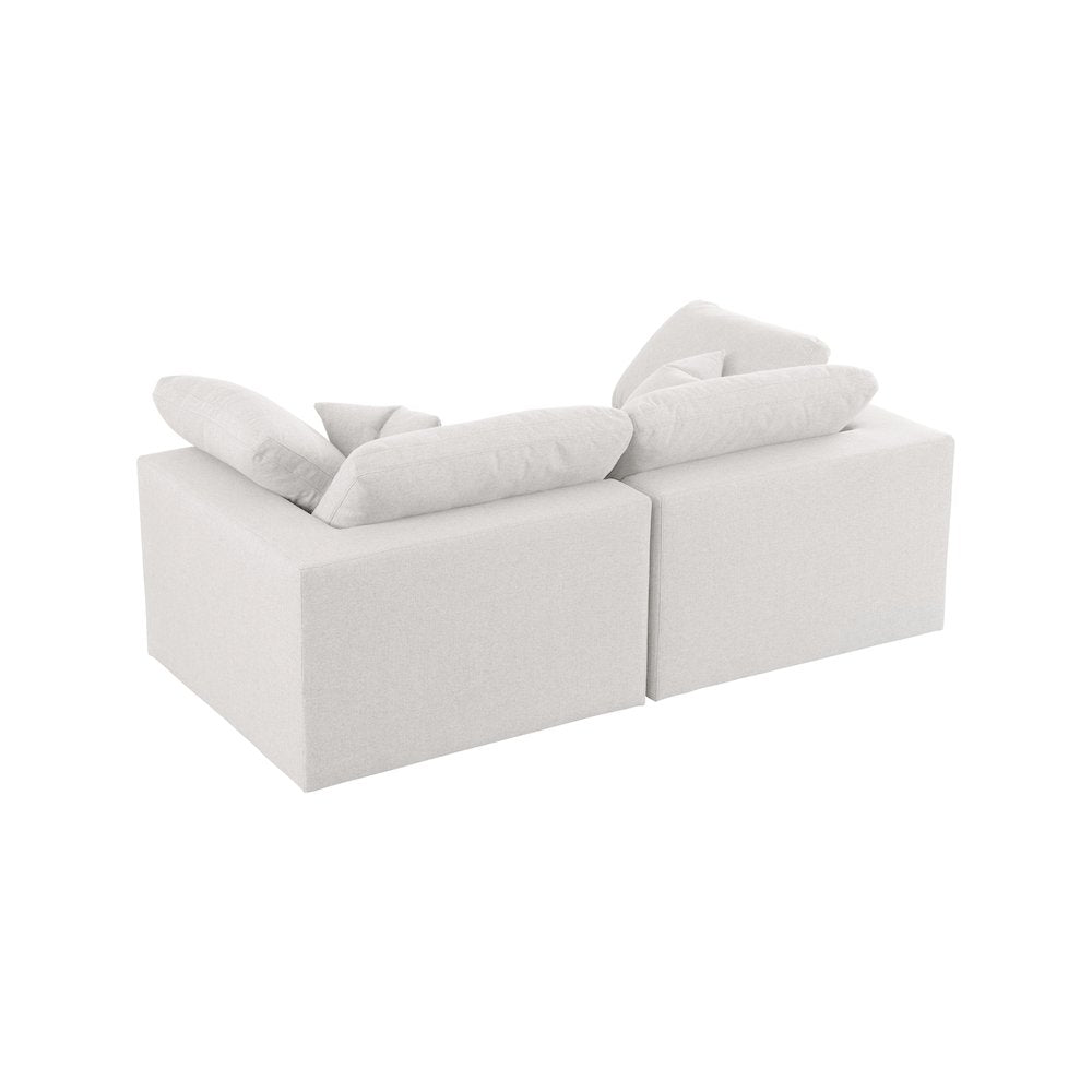 Serene Cream Linen Textured Fabric Deluxe Comfort Modular Sofa