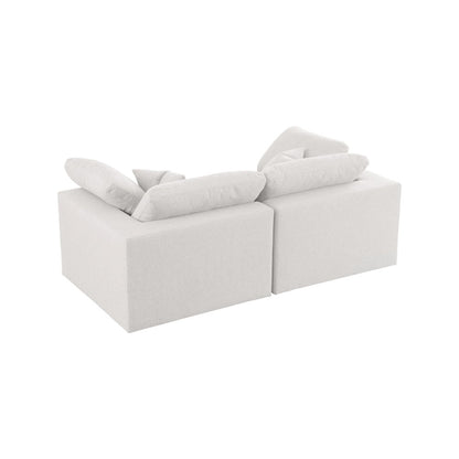 Serene Cream Linen Textured Fabric Deluxe Comfort Modular Sofa
