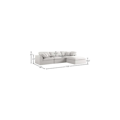 Serene Cream Linen Textured Fabric Deluxe Comfort Modular Sectional