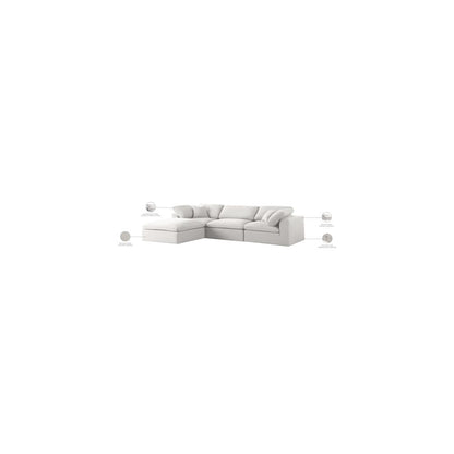 Serene Cream Linen Textured Fabric Deluxe Comfort Modular Sectional