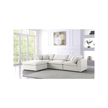 Serene Cream Linen Textured Fabric Deluxe Comfort Modular Sectional