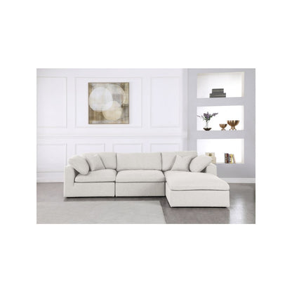 Serene Cream Linen Textured Fabric Deluxe Comfort Modular Sectional