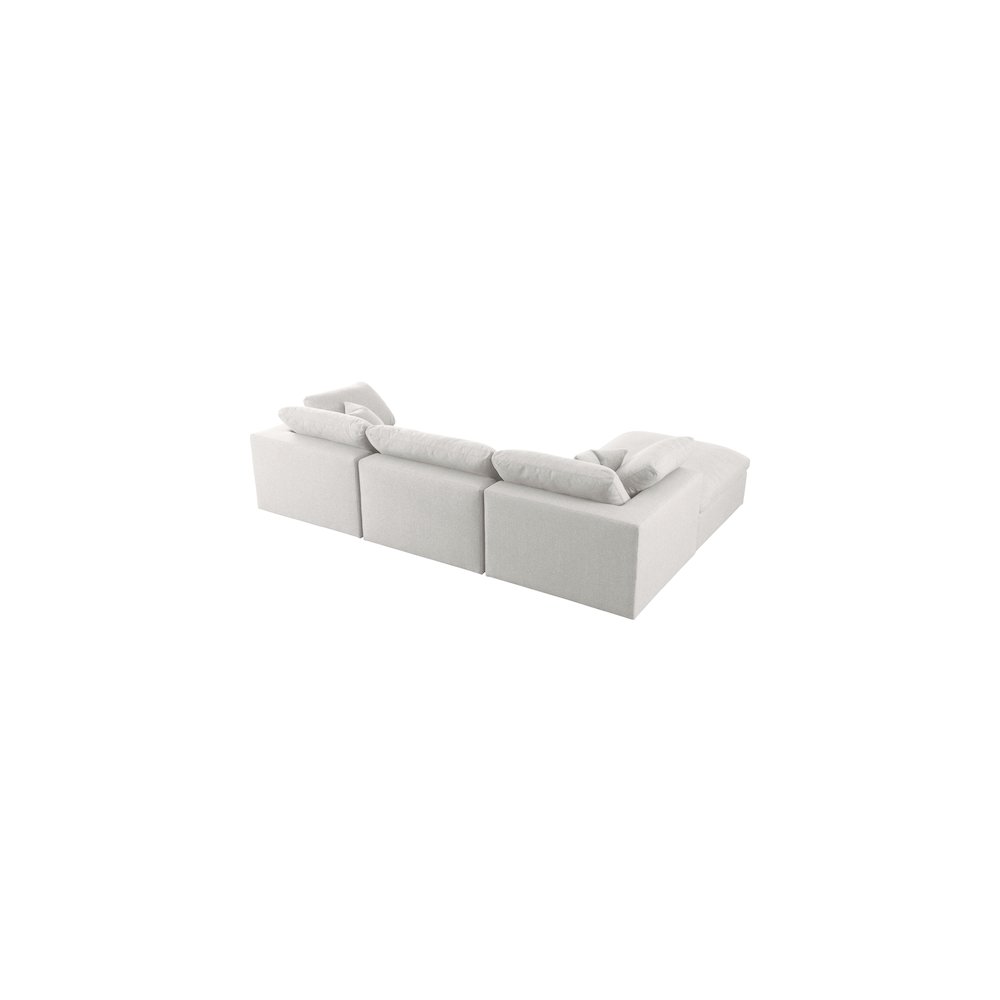 Serene Cream Linen Textured Fabric Deluxe Comfort Modular Sectional