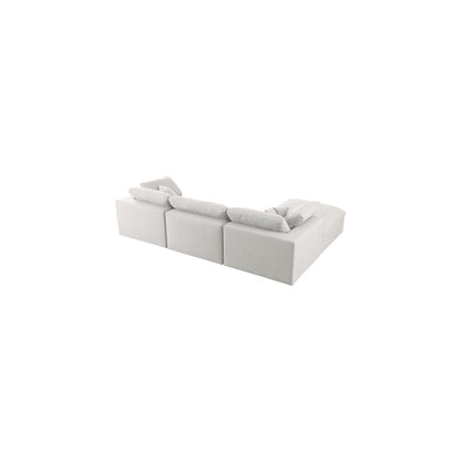 Serene Cream Linen Textured Fabric Deluxe Comfort Modular Sectional
