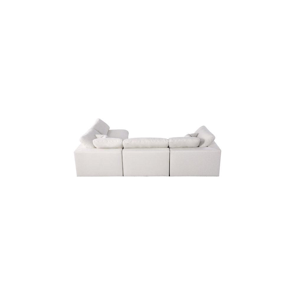 Serene Cream Linen Textured Fabric Deluxe Comfort Modular Sectional