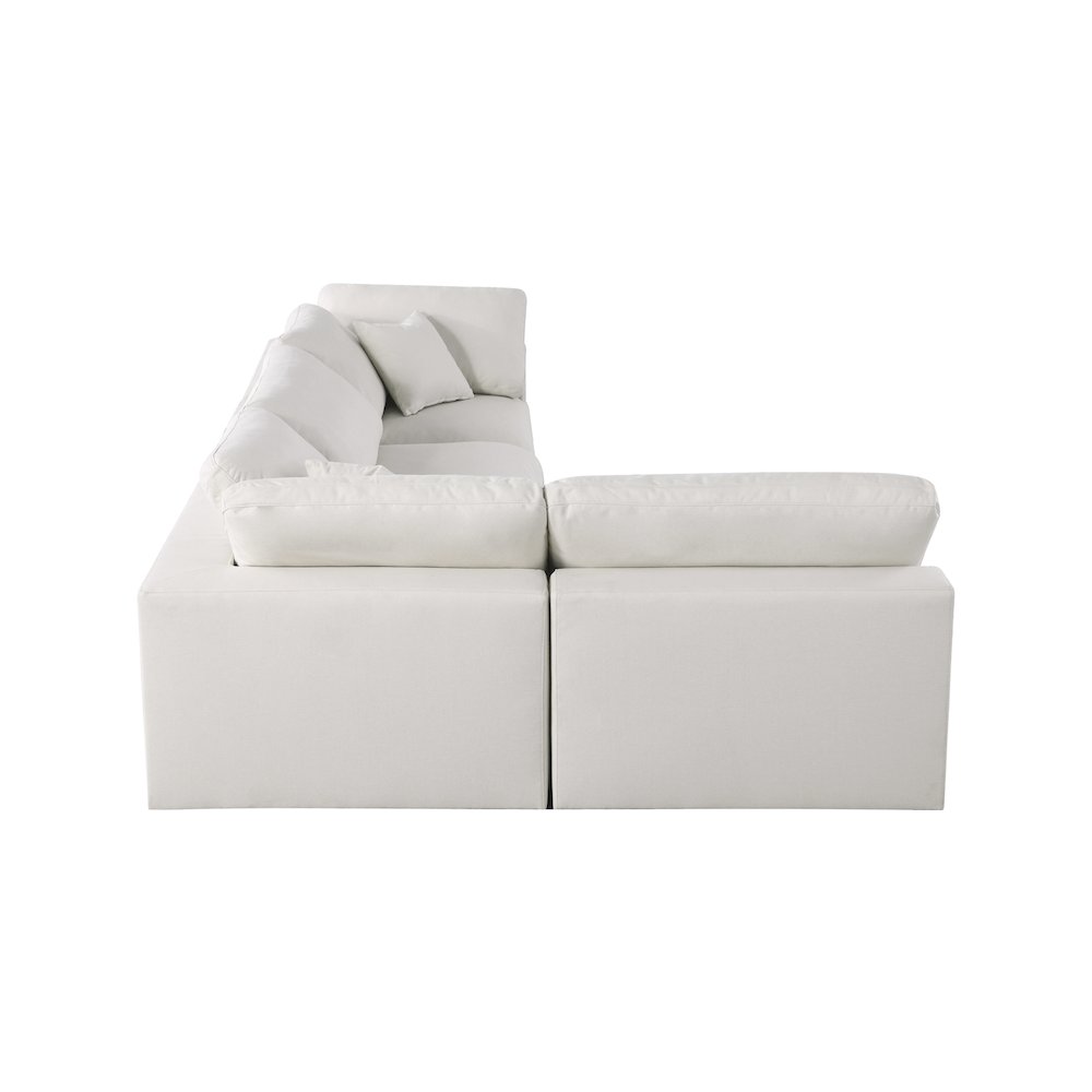 Serene Cream Linen Textured Fabric Deluxe Comfort Modular Sectional